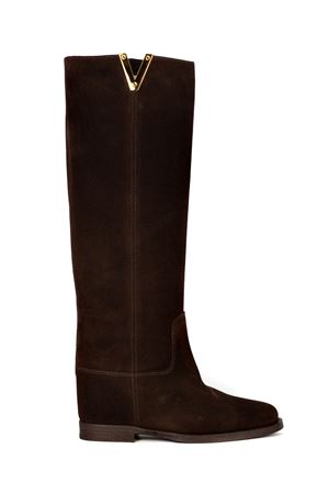 Brown suede high boot VIA ROMA 15 | 2568VELOURTESTADIMORO